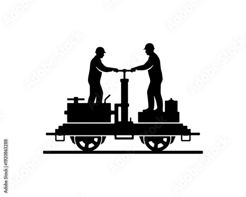 Two Workers Shaking Hands on Railway Carriage