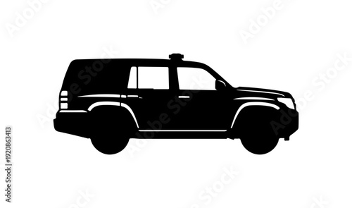 Black Police SUV Vector Silhouette