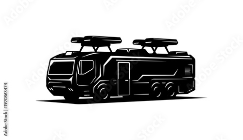 Modern Diesel Locomotive Vector Silhouette