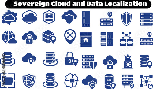 Collection of icons representing sovereign cloud and data localization concepts
