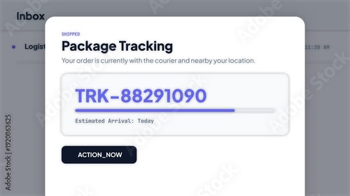 Package Tracking Notification Interface with Real-Time Shipping Status and Courier Delivery Progress Progress Bar for E-commerce Logistics Apps