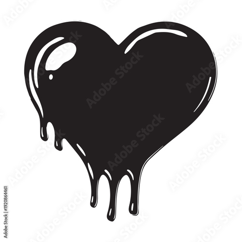 Edgy collection of black hearts that appear to be melting or dripping, creating a gothic, graffiti, or liquid ink effect.