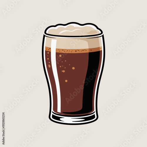 Icelandic Malt Drink Vector Illustration of Traditional Dark Malt Beverage with Foam