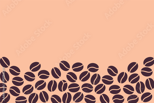 Coffee beans border design on peach background