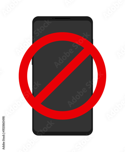 Phone forbidden sign icon. Smartphone stop restricted ban mobile symbol zone illustration.