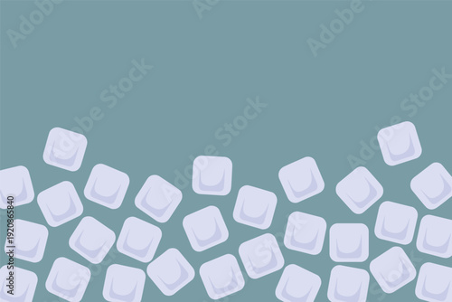 White ice cubes on blue background for cool refreshing concepts