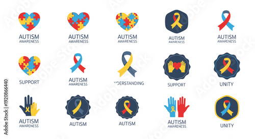 Autism Awareness Logos and Symbols Collection.