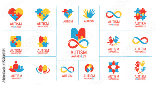 Autism Awareness Logos and Symbols Collection.