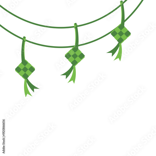 Ketupat Decorations Hanging on a Line