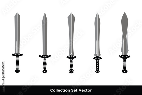 Warrior Medieval Swords and Blade Weapon Silhouette Set
