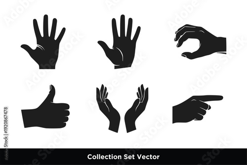 Black Silhouette Collection of Human Hand Gestures