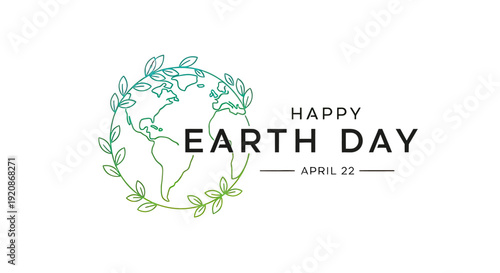 Earth Day Illustration with Leaves and Globe.