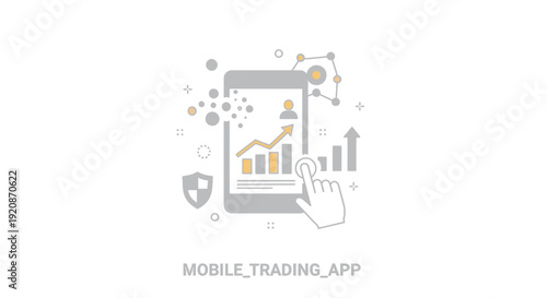Mobile trading app concept with charts graphs and user interface design