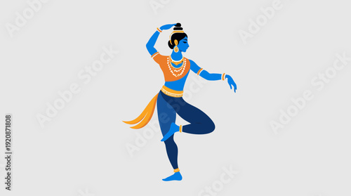 Hindu god Krishna dancing pose.
