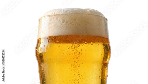 Fotografi Refreshing golden beer with thick foam in a glass, alcoholic beverage for celebr