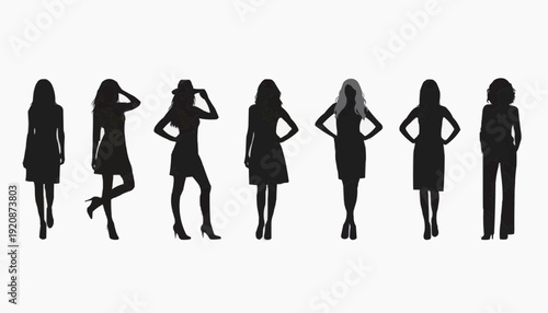 silhouettes of women Female Silhouettes Vector Collection – Women Figure Shadow Shapes Set
