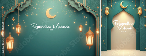 elegant islamic ramadan celebration background, Ramadhan kareem background for banner & social media template	