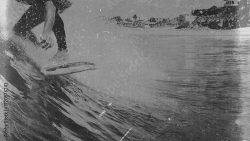 Photos Black and white photo of professional surfer with grunge texture