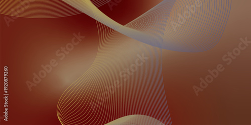 Deep textured noisy background illuminated by vibrant Maroon and SandyBrown smooth gradient streaks with a subtle glowing blur effect for modern cover, header, and banner design.