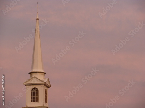 church steeple at dusk