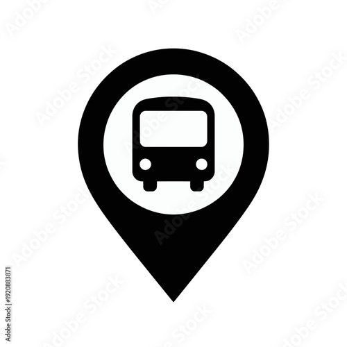 Map pin icon with bus symbol