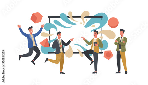 Collaborative Business Professionals Highlighting Key Concepts and Dynamic New Ideas