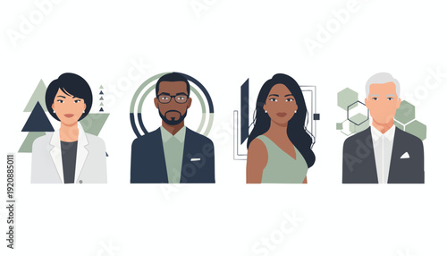 Diverse Professional Avatars Representing Modern Business Leadership and Inclusive Teams
