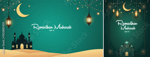 elegant islamic ramadan celebration background, Ramadhan kareem background for banner & social media template	