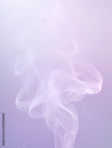 Swirling tendrils of white smoke against a soft, gradient purple background with a dreamy atmosphere.
