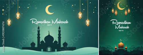 elegant islamic ramadan celebration background, Ramadhan kareem background for banner & social media template	