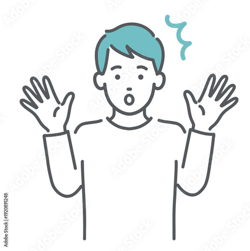 驚く・焦る若い男性のイラスト（ショック・上半身）