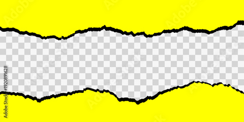 Ripped yellow paper on black background.  Perfect For Logo, Banner, Frame, Icon. Freehand Drawing. vector illustration 