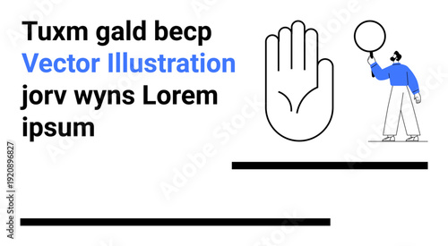 Hand gesture illustration beside bold text, figure holding balloon, clean layout. Ideal for presentations, education, infographics, communication, branding, outreach simple landing page