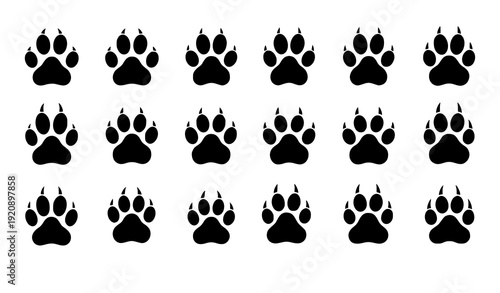 Dog cat and bear paw print icons set vector EPS 10