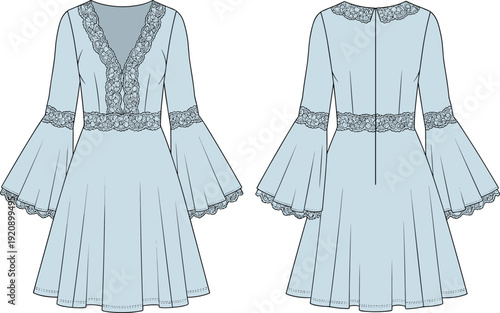 Comprehensive fashion technical flat sketch collection featuring varsity jackets, hoodies, polo shirts, peplum tops, lingerie, and dresses for apparel design.