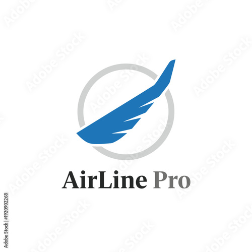 A stylized blue wing in a gray circle, with the words "AirLine Pro" in a simple font below