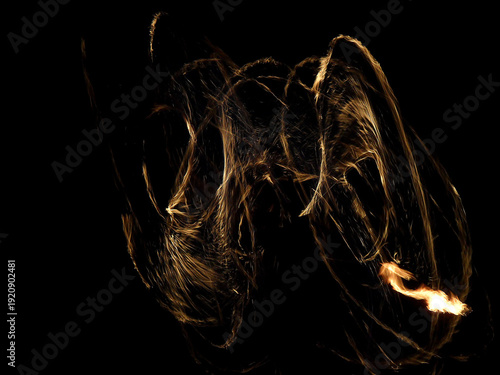 Abstract Fire Light Trails on Black Background – Long Exposure Flame Motion