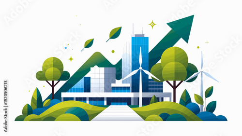 Sustainable city development with green energy and eco-friendly infrastructure.