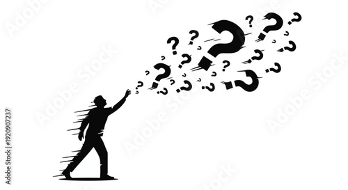 man throwing question marks confusion uncertainty