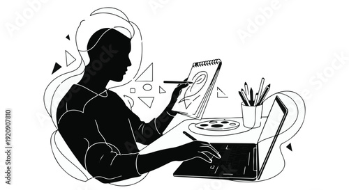 creative designer working on digital art