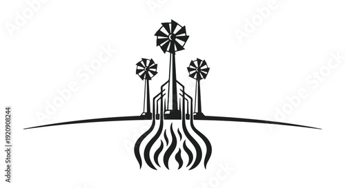 wind turbines on fire illustration