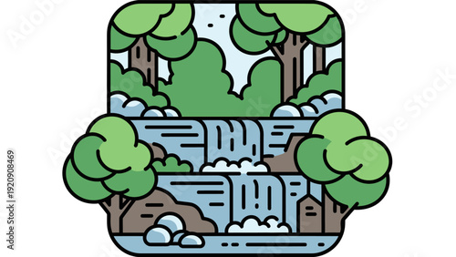 Vector Illustration of Cartoon Landscape Scene.