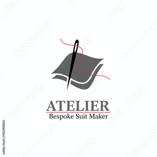 A logo shows a needle piercing a stylized gray fabric with red thread and words below