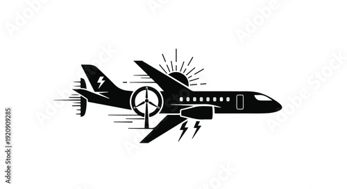 Peaceful airplane flying through the air with peace sign