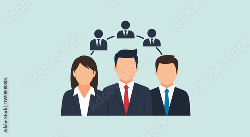 Business People Network Diagram: Corporate Hierarchy, Team Structure, and Management Organization Concept