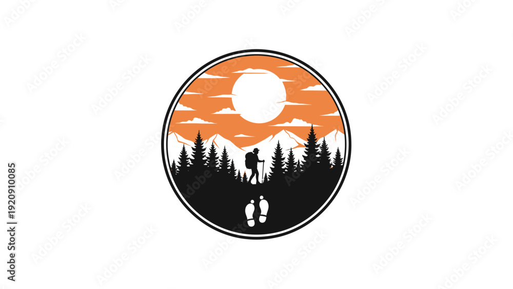 Obraz premium Silhouette of People Walking in Forest.