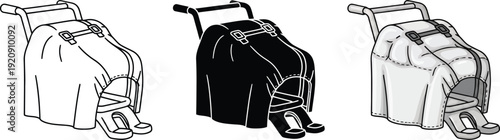 Collection of shopping cart icons representing different styles and colors for retail and e-commerce design isolated on white