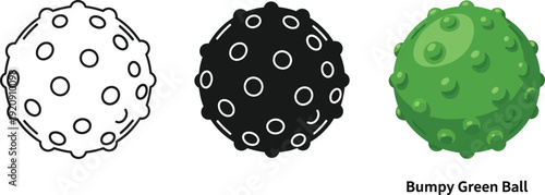 Collection of bumpy balls in outline silhouette and flat design styles perfect for toy concepts or abstract graphics