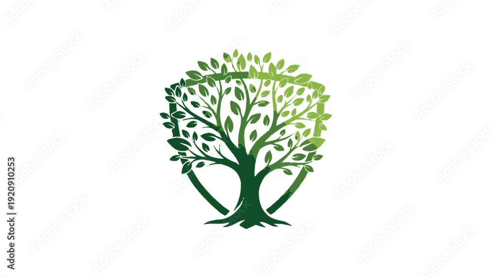 Obraz premium Green Tree Logo Illustration Design Element.