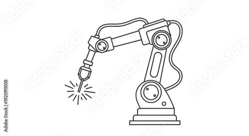 Industrial Robot Arm Welding Metal Parts.